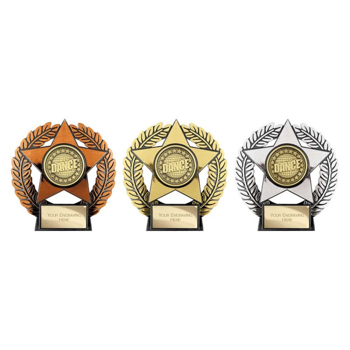 EMPORER STAR DANCE AWARD - 12CM - GOLD, SILVER & BRONZE